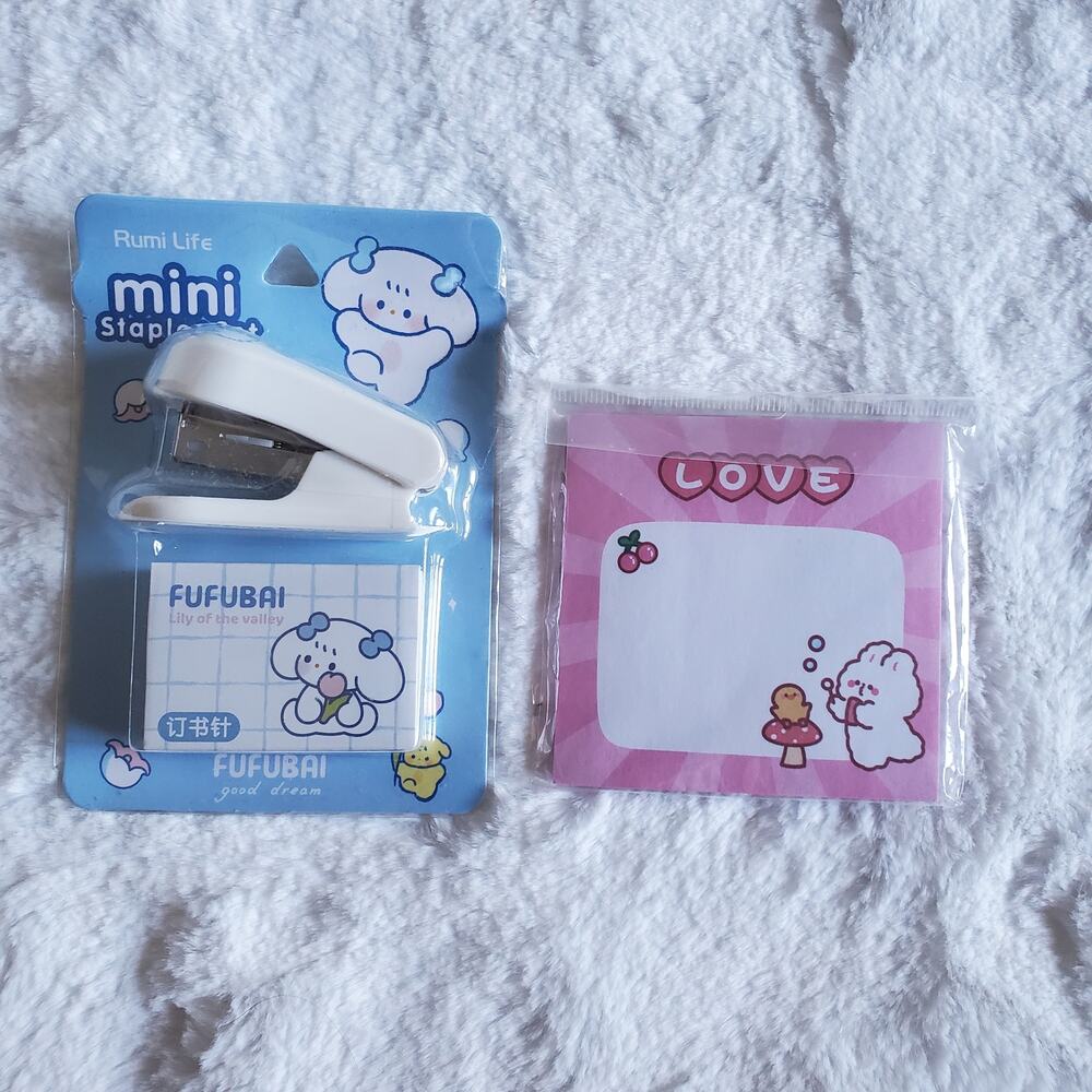 Kawaii Mini Stapler Sticky Note Bundle